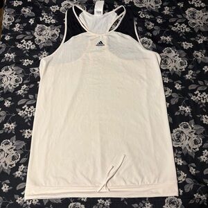 Adidas Women’s White and Black Razorback Tank Top SZ L